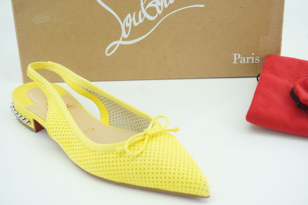 Christian Louboutin Hall Pointy Toe Slingback Ballet Flat Spiked Suede